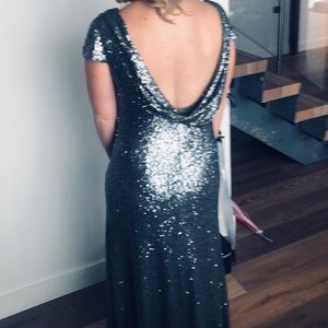 Charcoal sequins floor length dress